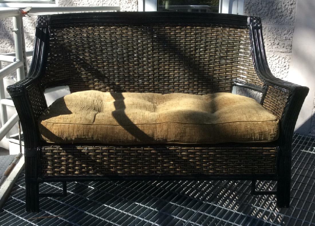 Indoor/Outdoor Woven Loveseat Bench W Cushion (1 of 10)