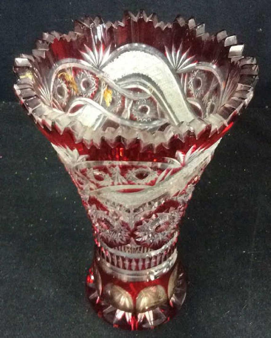 Red Ruby Toned Cut Crystal Vase (1 of 10)