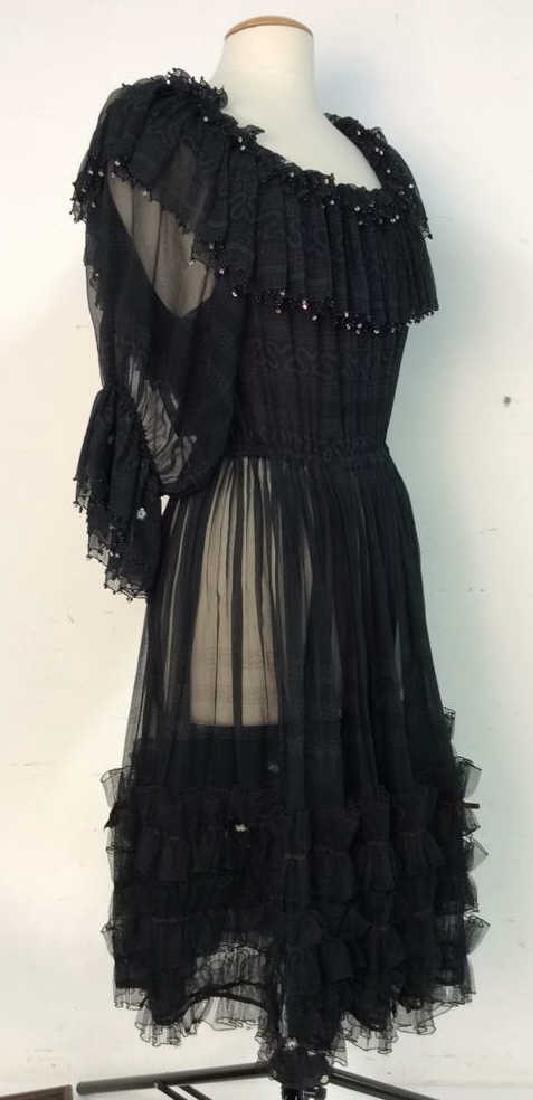KRIZIA Vintage Black Sheer Ruffle Cocktail Dress (1 of 10)
