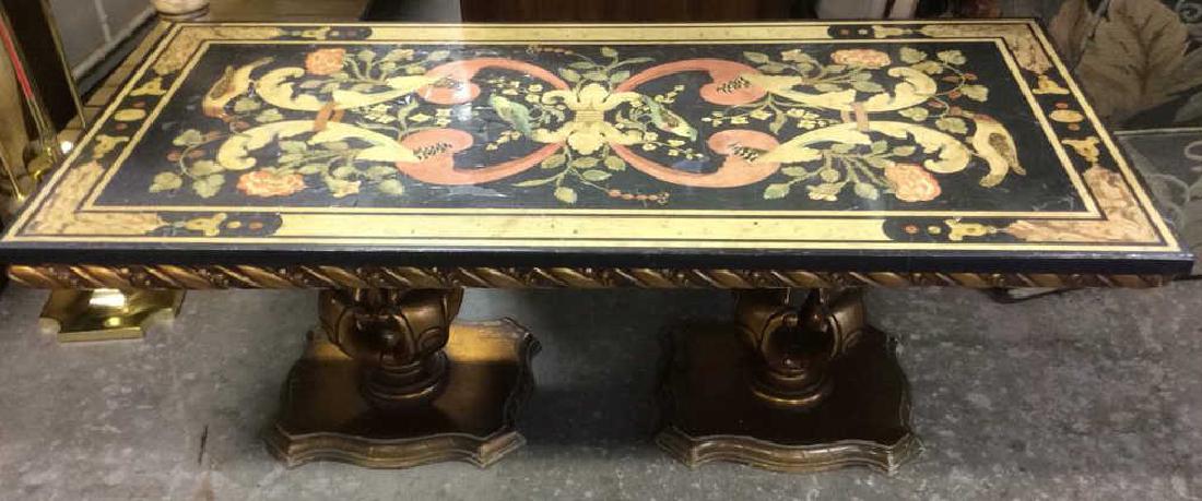 Stone Top Table W Carved Gilded Wood Base (1 of 10)