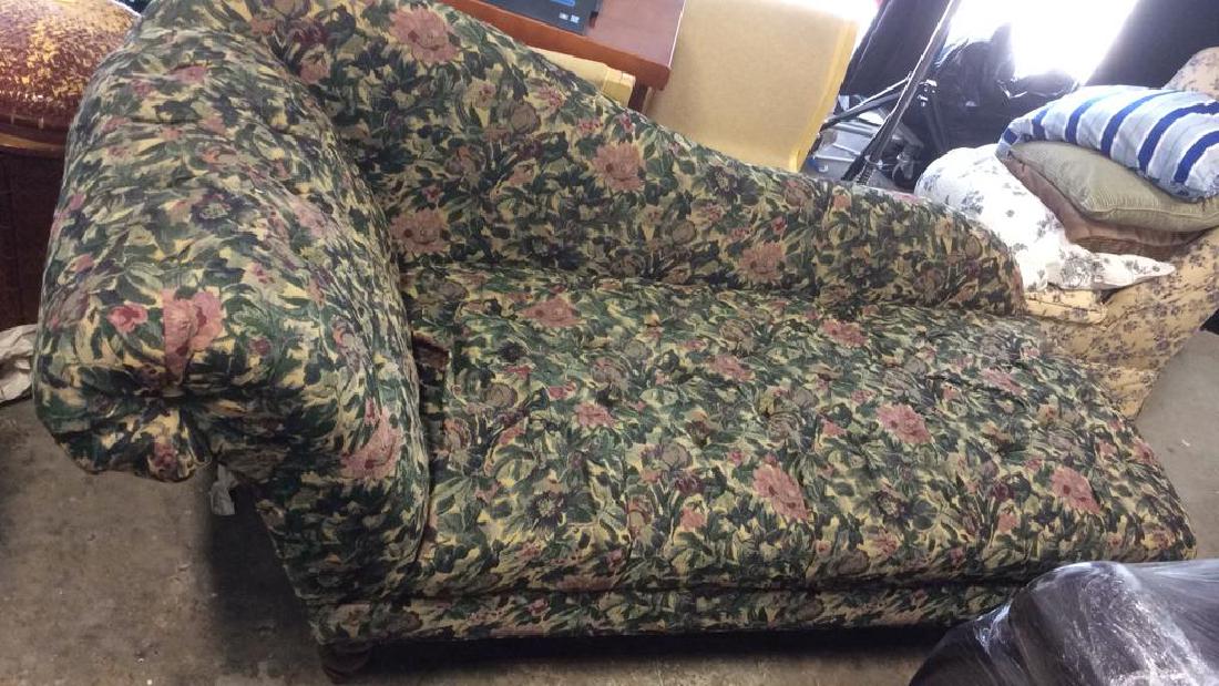 Floral Detailed Upholstered Chaise Lounge Chair (1 of 10)