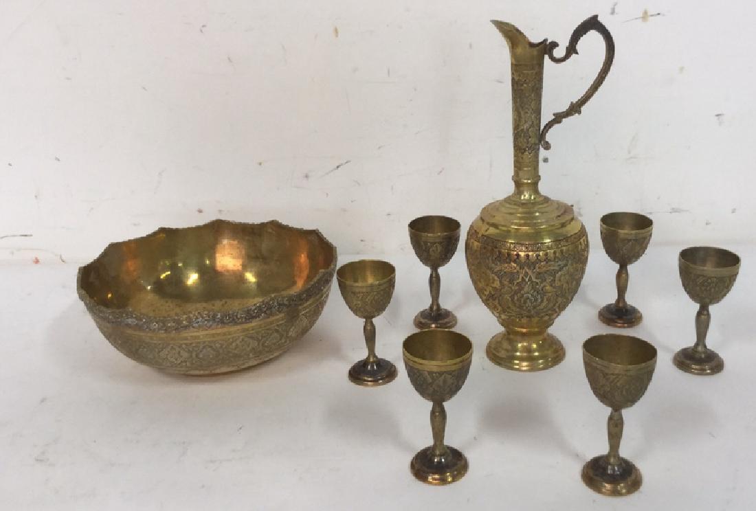 Lot 8 Brass Turkish Coffee Set And Decorative Bowl (1 of 9)