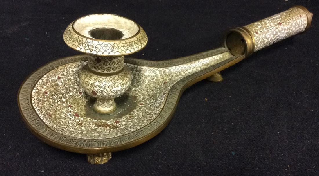 Antique Gilded Painted Cloisonné Candlestick (1 of 8)