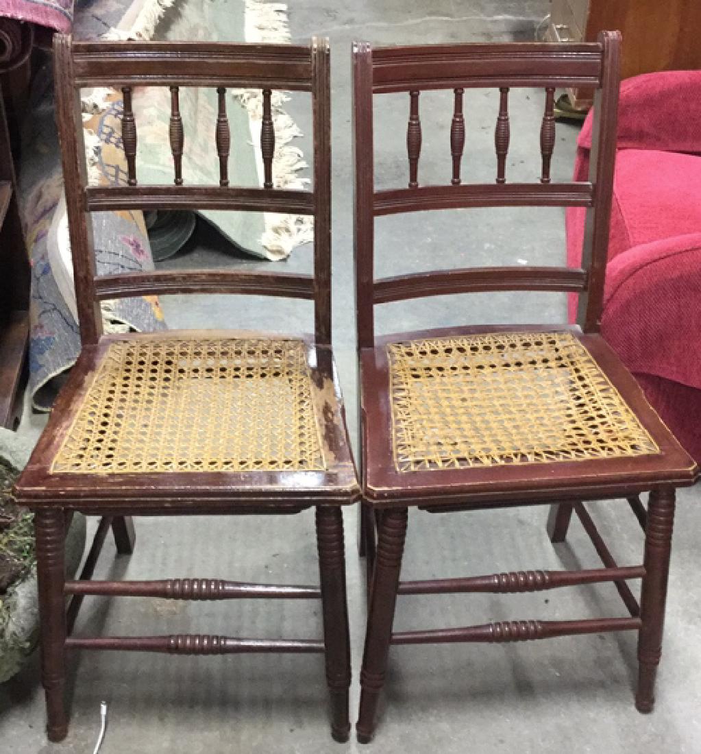 Pair Vintage Wood Caned Chairs (1 of 10)