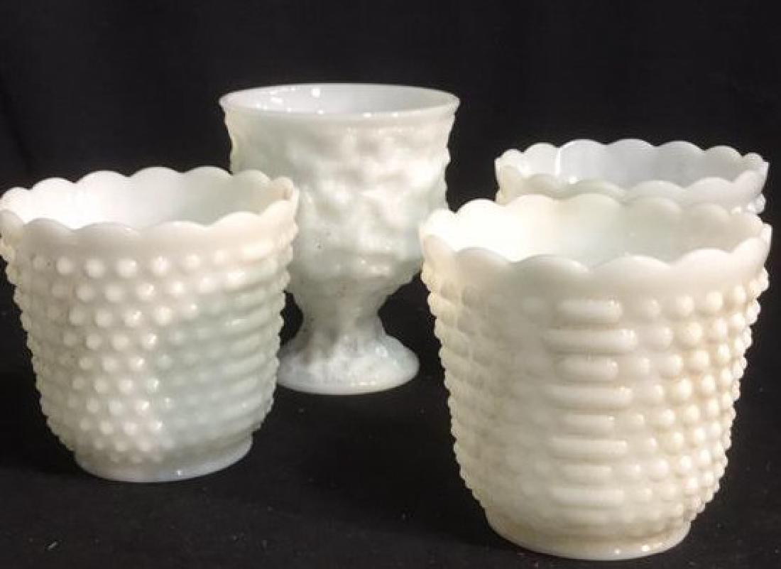 Lot 4 Textured Milk Glass Planters Vases (1 of 7)