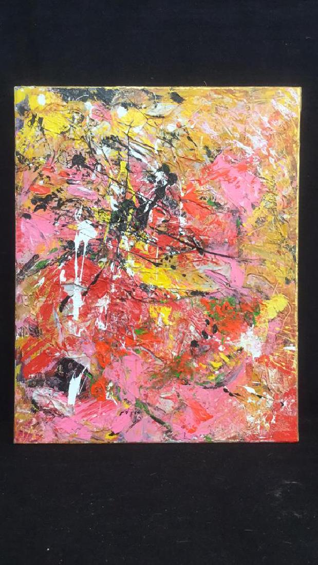 Signed Vibrant Abstract Acrylic on Canvas (1 of 12)