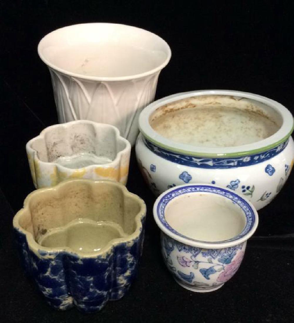 Lot 5 Assorted Porcelain Flower Pots Ceramics (1 of 8)
