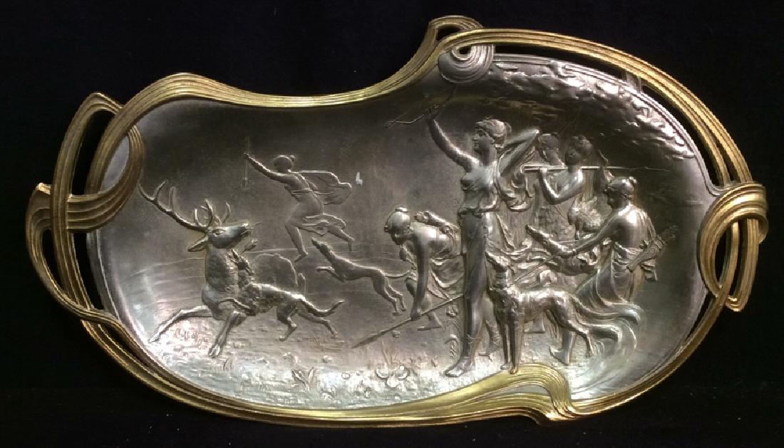 Silver Plated Bronze Art Nouveau Platter (1 of 9)