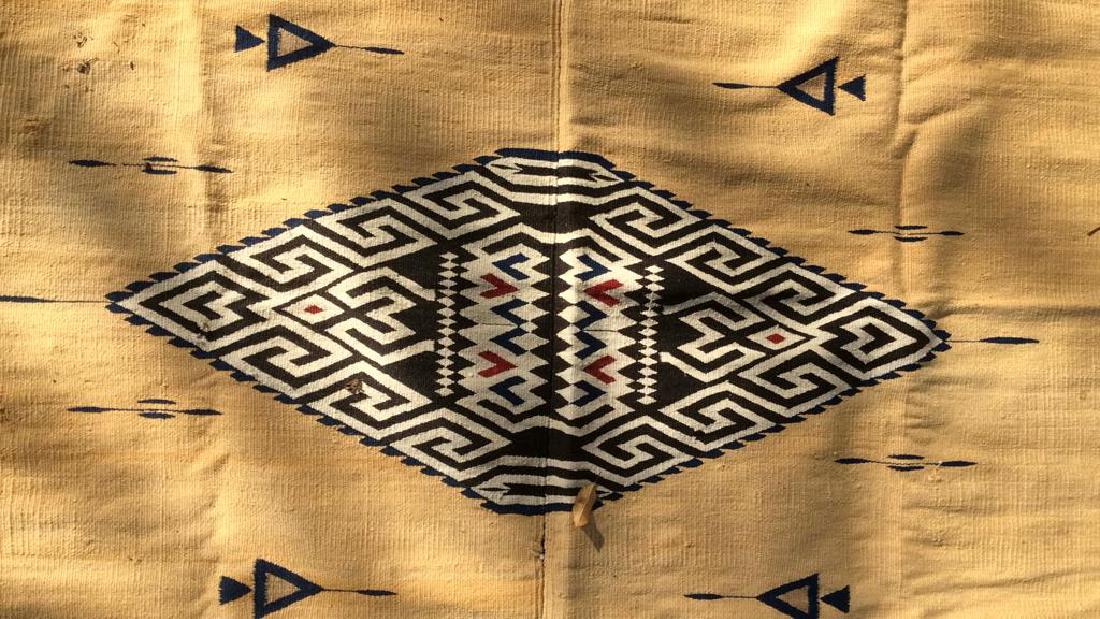 Handmade Native American Fringed Cotton Rug (1 of 10)