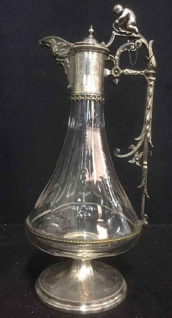 Victorian Etched Glass Chased Silver Plate Decante (1 of 8)