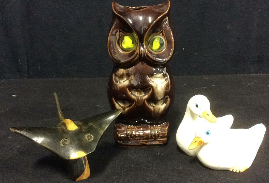 3 Assorted Ceramic Wooden Animal Figurines (1 of 5)