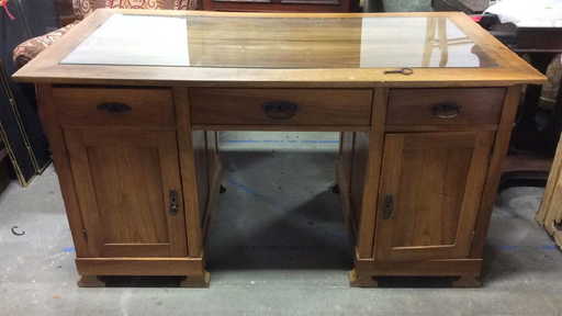 Antique Pine And Wormwood Desk - Antique Pine And Wormwood Desk