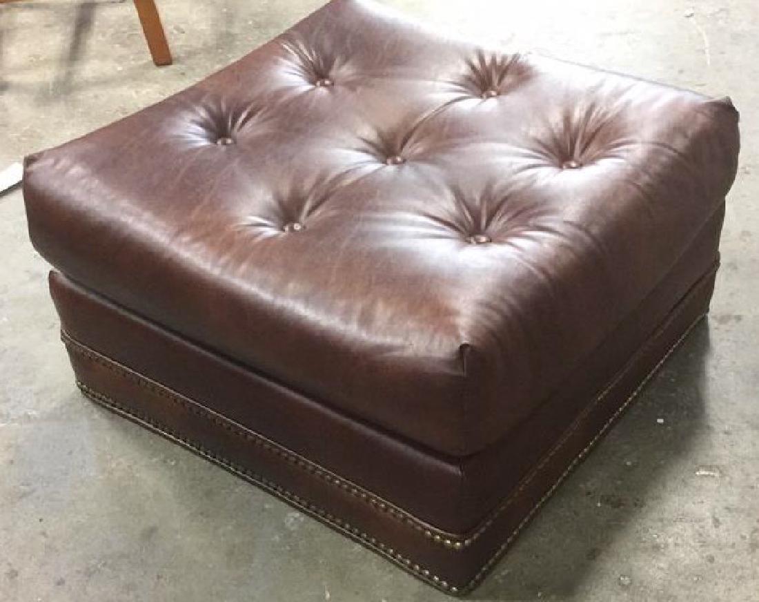 Tufted Leather Ottoman Nailhead Trim (1 of 10)