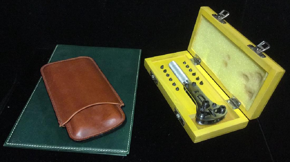 Lot 3 Leather Cigar Case & Watch Repair Set (1 of 10)
