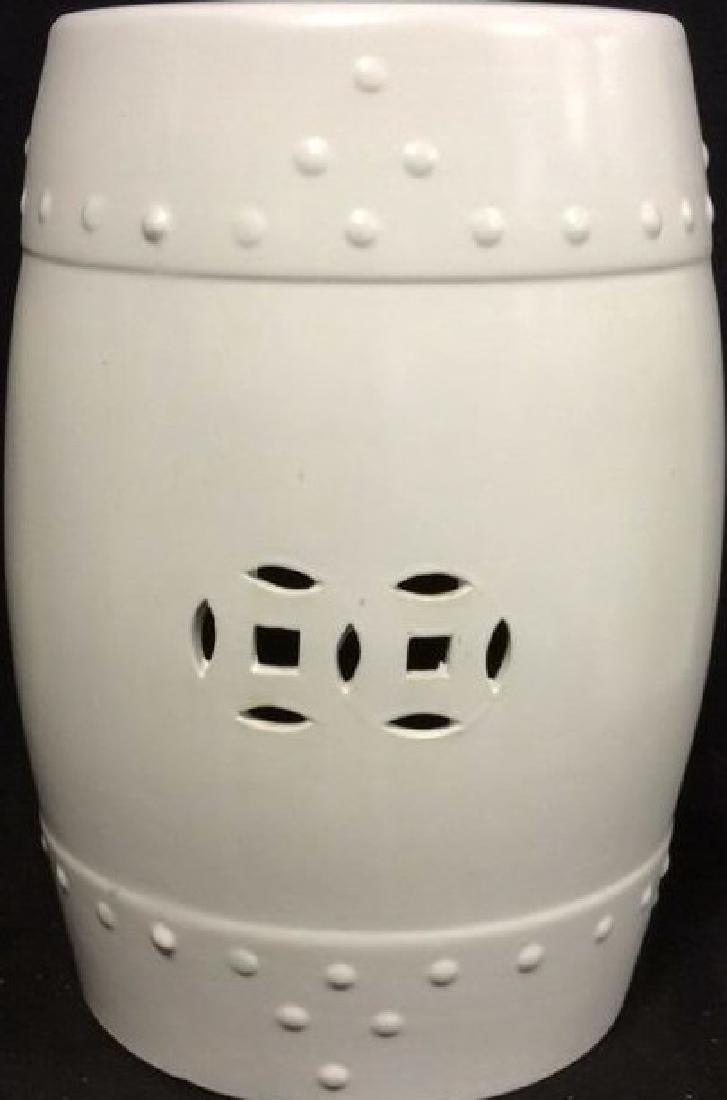 White Ceramic Garden Stool End Table (1 of 8)