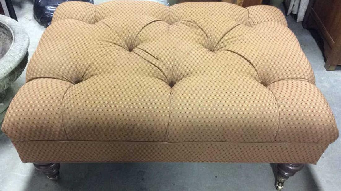ETHAN ALLEN Tufted Ottoman On Casters (1 of 10)