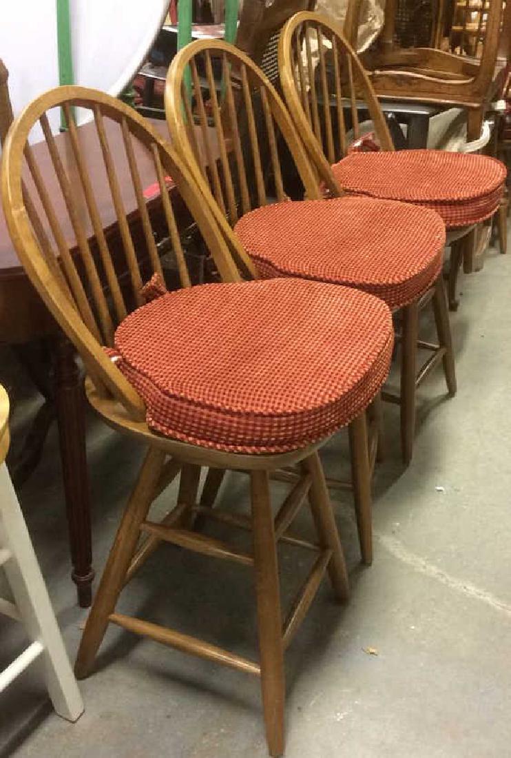 Lot 3 Vintage Wooden Stools W Backrests (1 of 10)