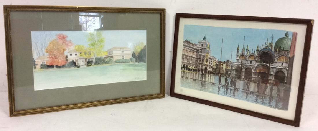 Lot 2 Framed Artwork Foreign City and Rural Suburb (1 of 10)