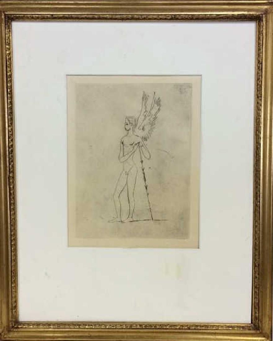 Etching Print Greco Roman Style Winged Figure (1 of 9)