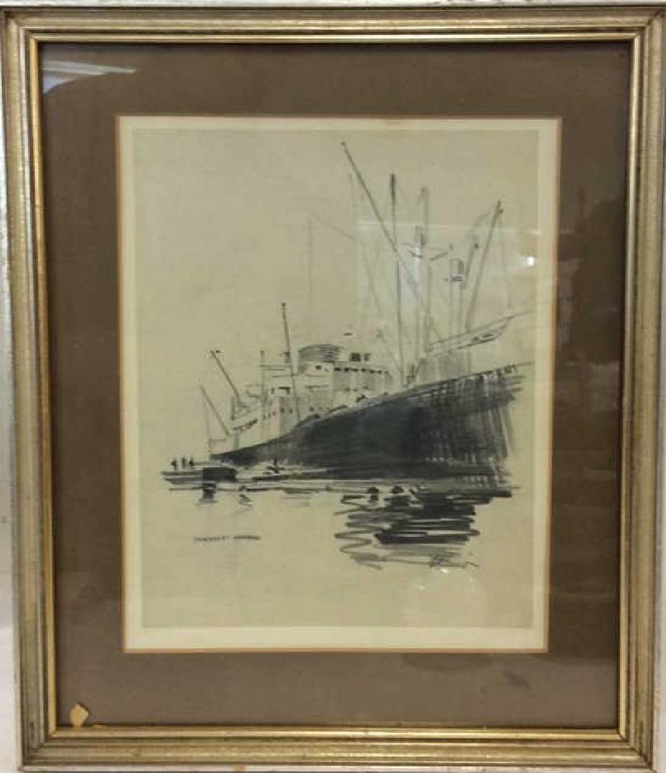 Takoradi Harbor Signed Graphite Drawing (1 of 9)