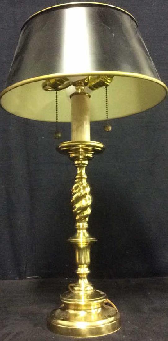 Gold Toned Brass Lamp W Tole Shade (1 of 10)