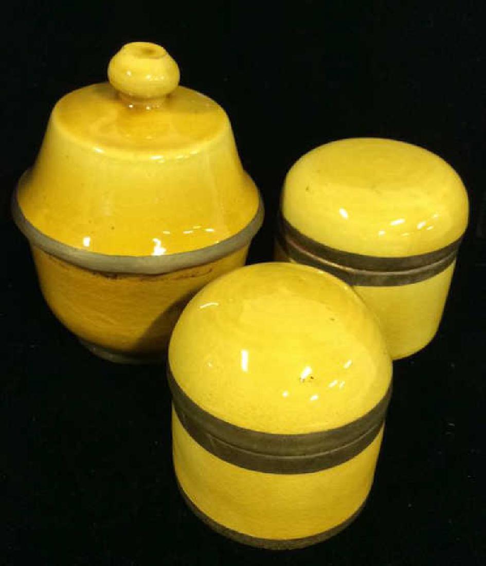 Set of 3 Yellow Ceramic Lidded Trinket Dishes (1 of 8)