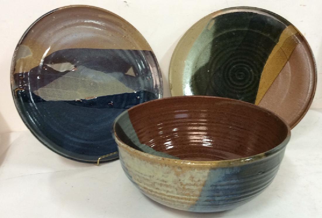 Lot 3 Signed Artisan Ceramic Bowl and Platters (1 of 10)