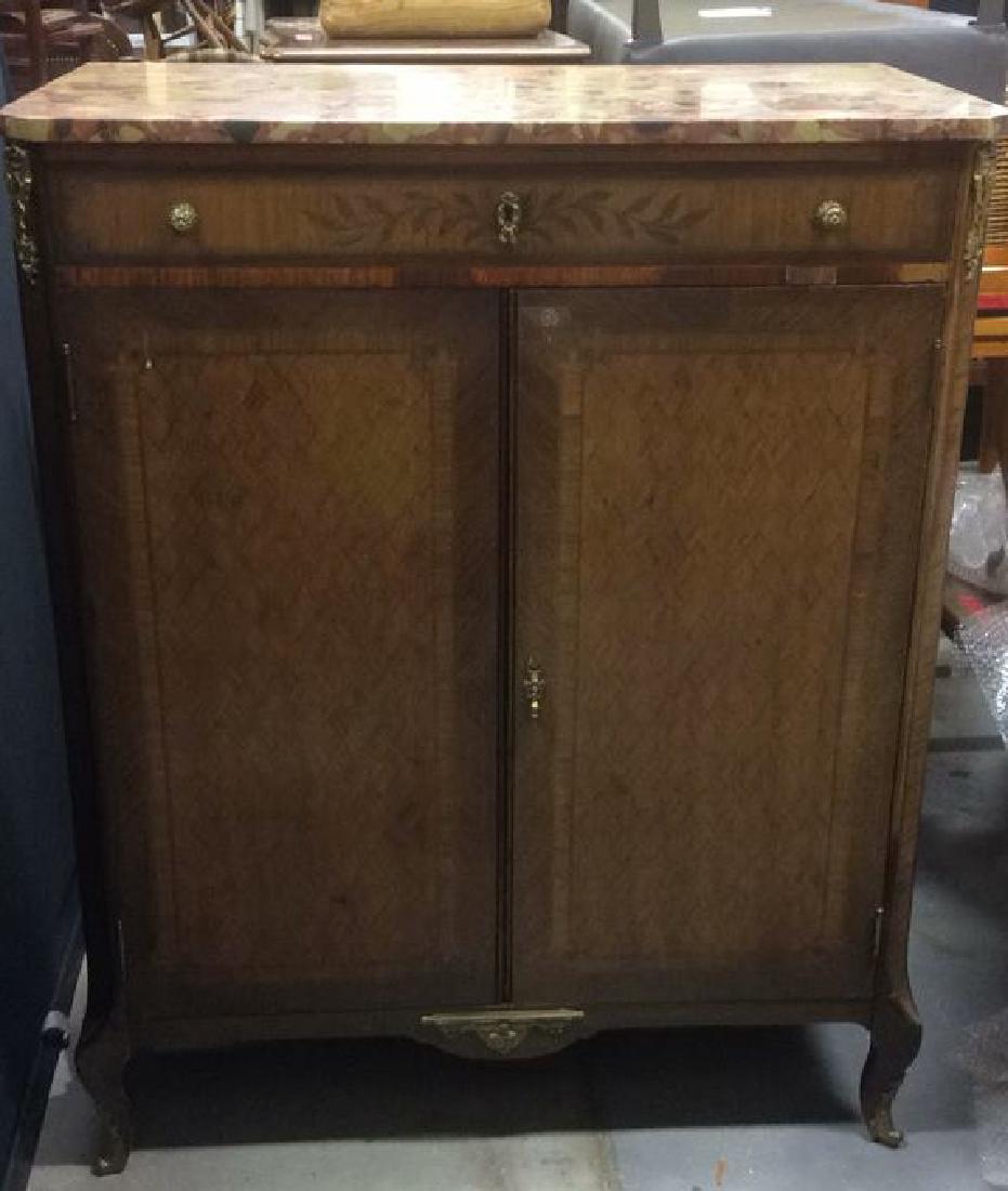 Antique Stone Top Inlaid Chest Cabinet (1 of 13)