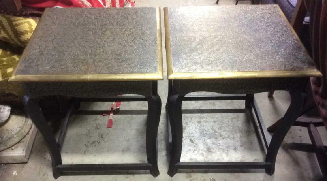 Pair NADEAU Vintage Ornate Wooden End Tables (1 of 10)