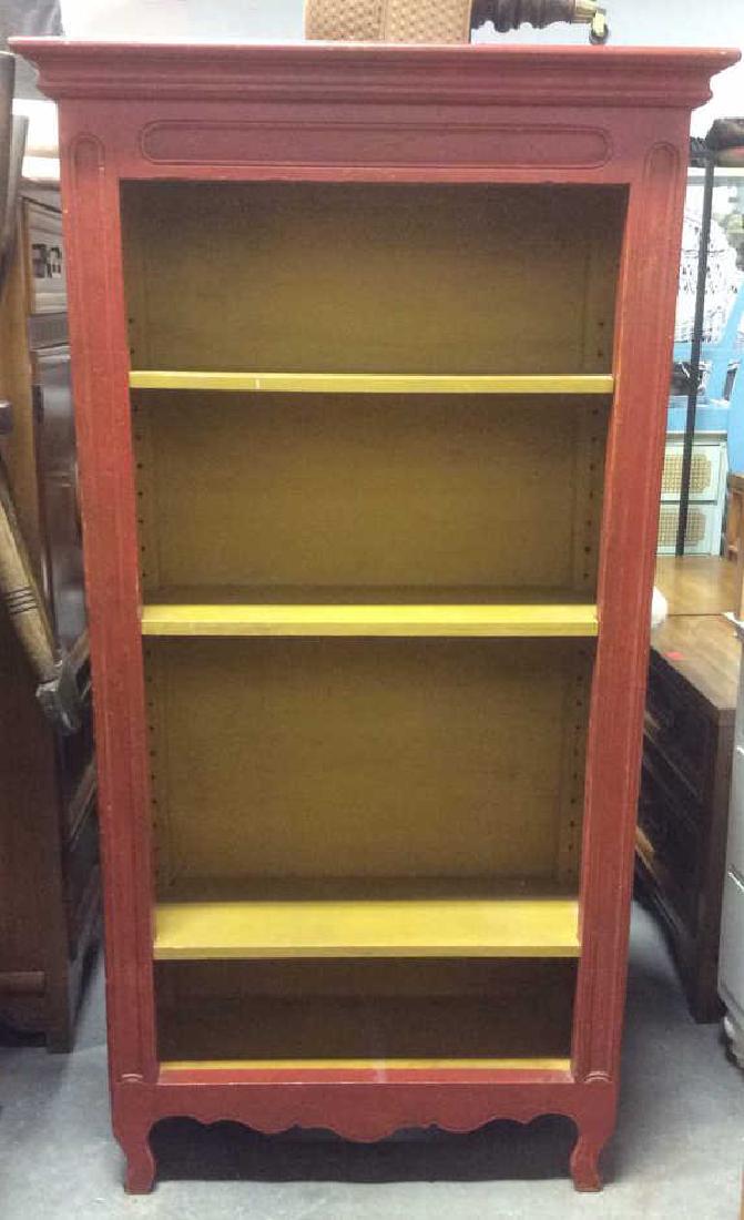 Vintage Wooden Red Yellow Toned Bookshelf (1 of 10)