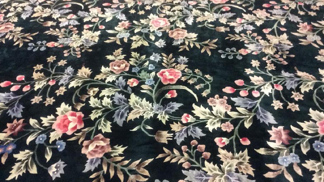 Green Toned Handmade Floral Detail Fringed Carpet (1 of 15)
