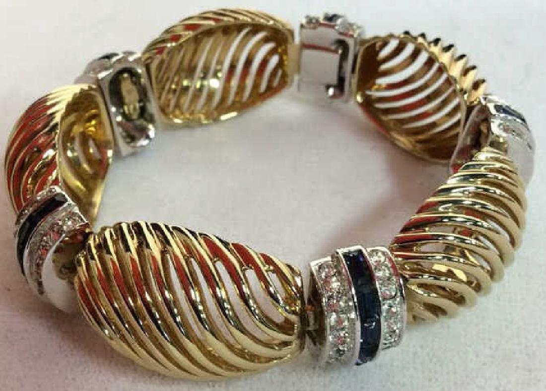 Silver and Gold Toned Jewelry Bracelet W Gems (1 of 8)