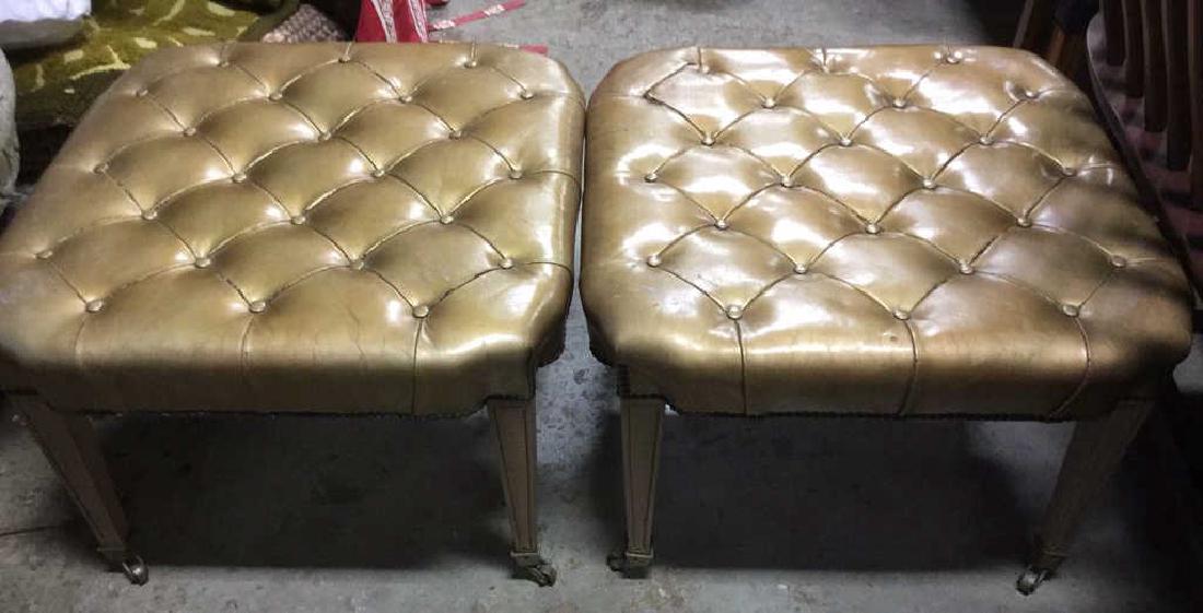 Pair Modern Tufted Gold Toned Cocktail Ottomans (1 of 10)