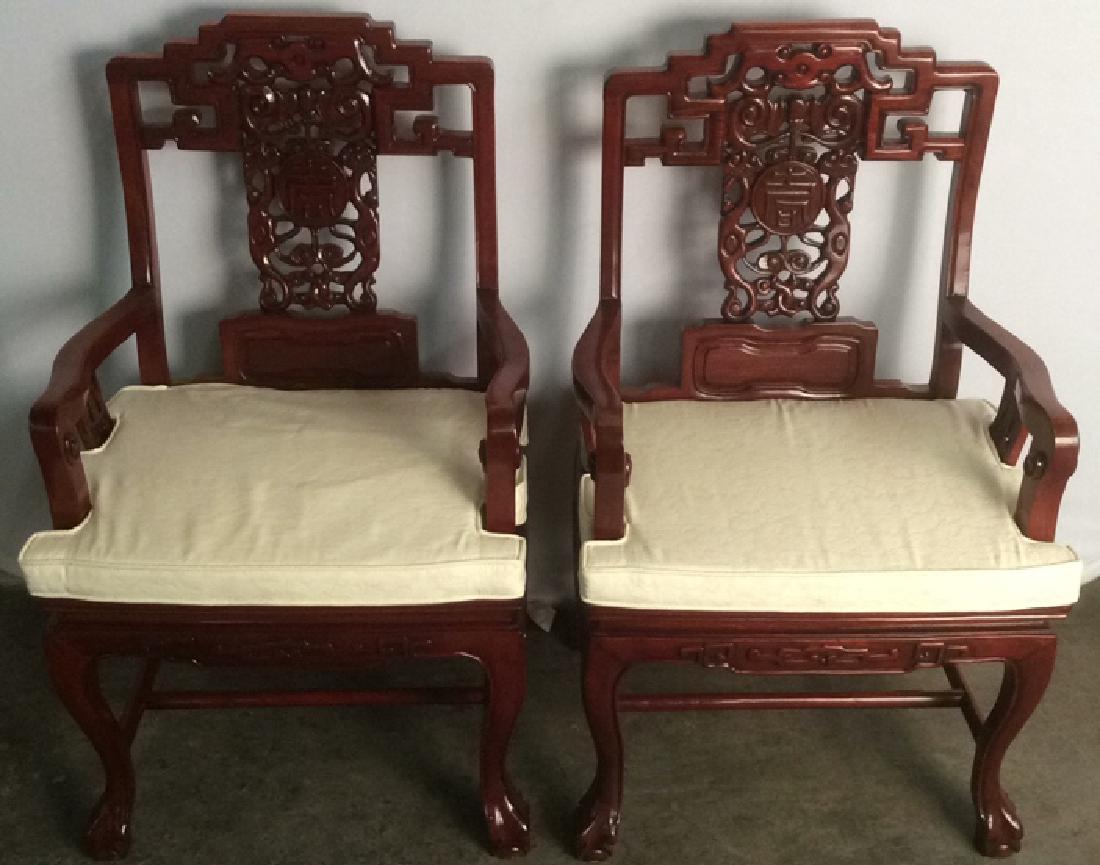 Pair Vintage Intricately Carved Asian Armchairs (1 of 11)