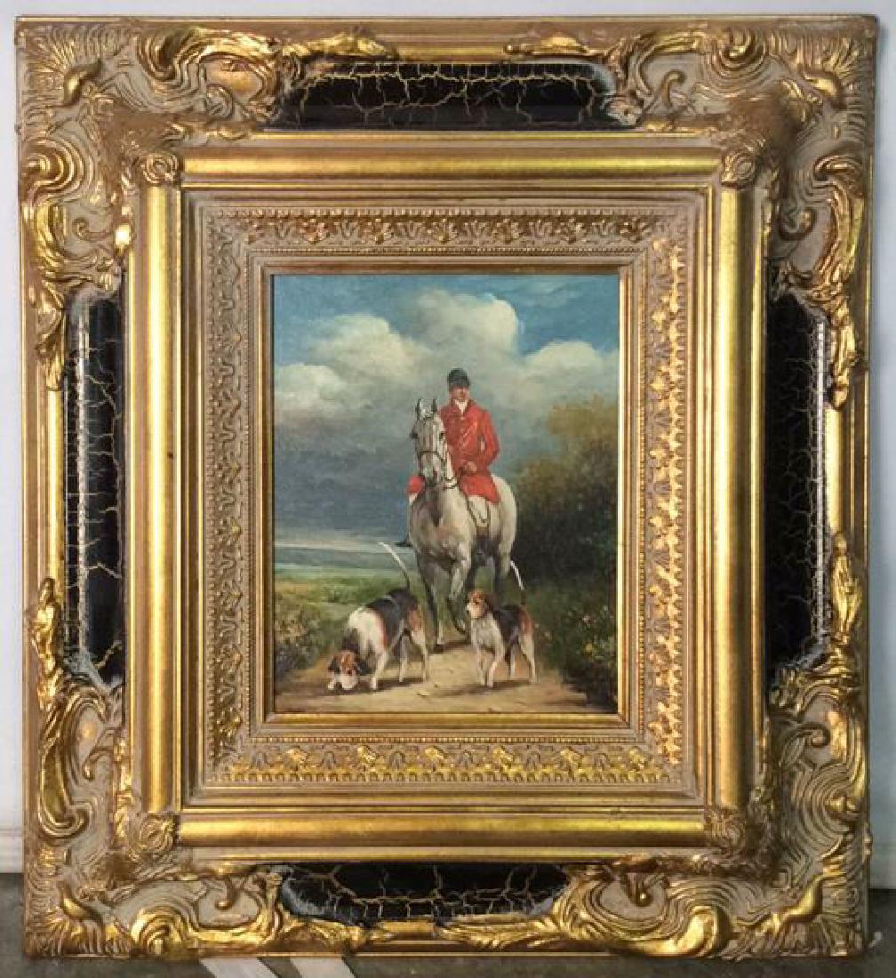 Ornately Framed Man on Horse Oil Painting. (1 of 9)
