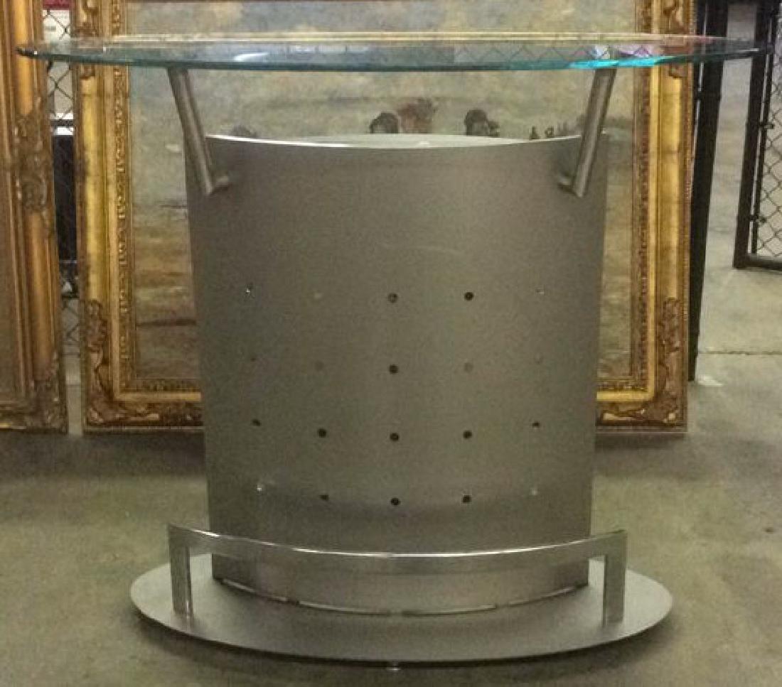 Mod Glass Top Shaped Metal Bar Table (1 of 10)
