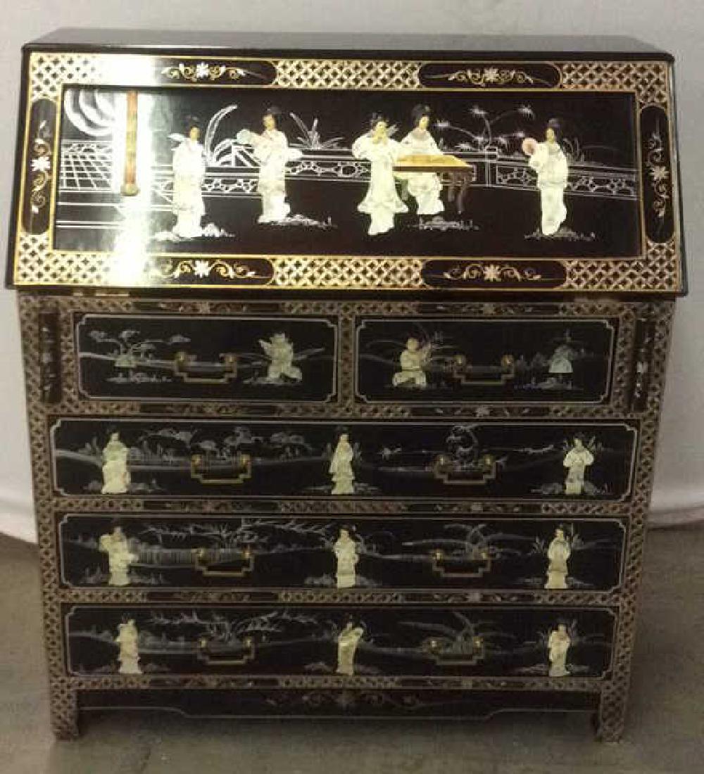 Chinese Chinoiserie Writing Bureau Desk (1 of 10)