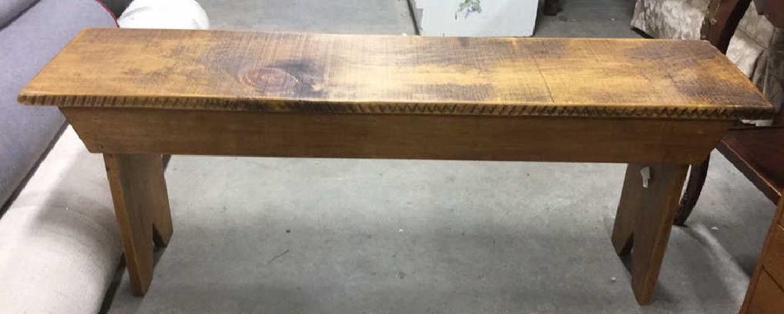 Vintage Wooden Carved Pine Bench (1 of 10)