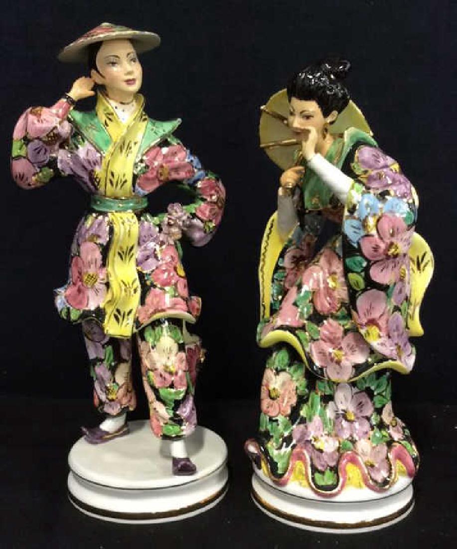 Pair LIANI Painted Porcelain Oriental Figures (1 of 10)