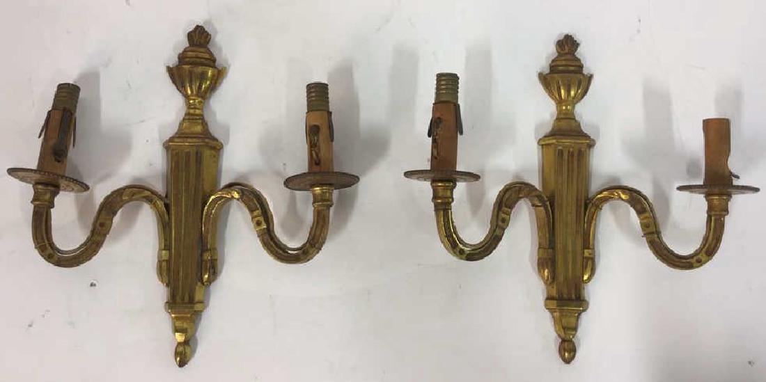 Pair Double Arm Antique Brass Wall Sconces (1 of 9)