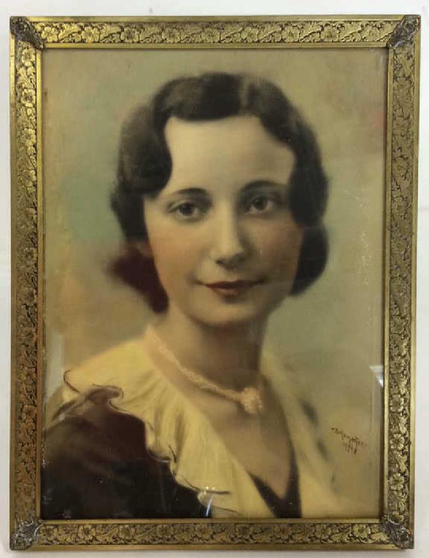 Signed Framed Print Portrait of a Woman (1 of 9)