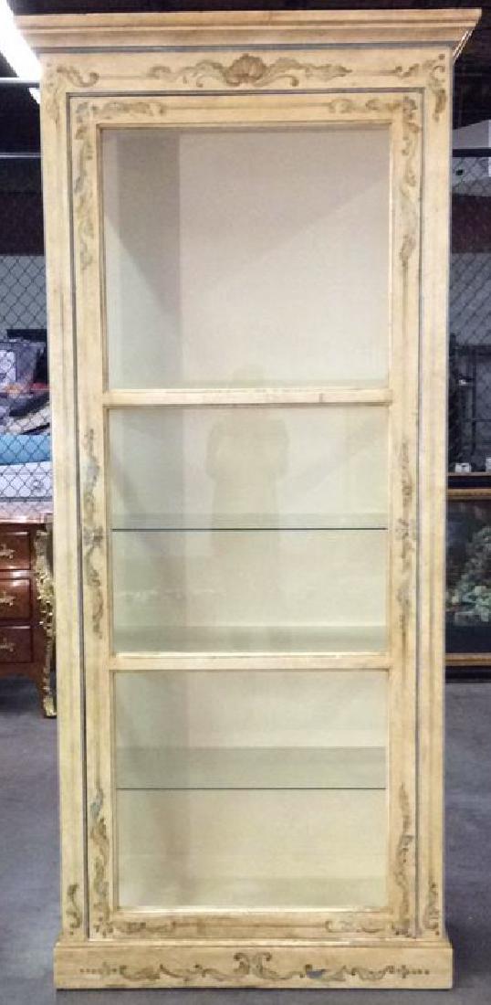 Painted Wooden Beige Set of Shelves W Door (1 of 10)