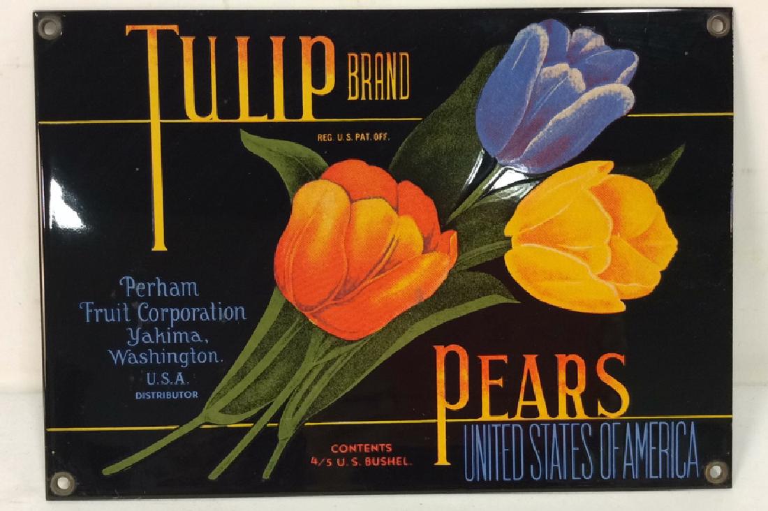 Metal Vintage Advertisement TULIP BRAND PEARS (1 of 8)