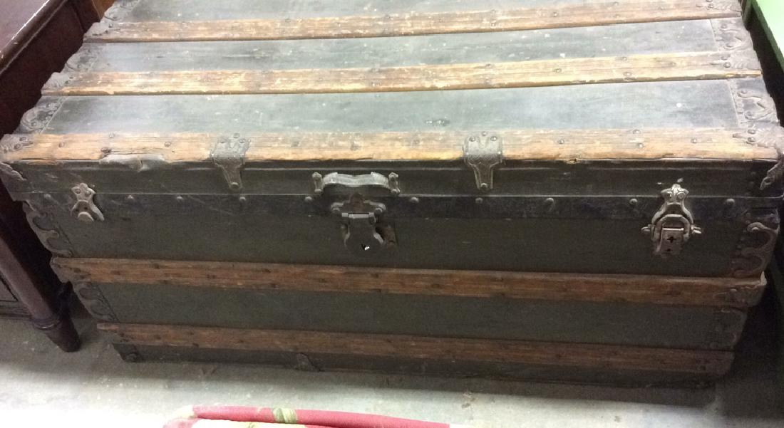 Vintage Wood and Metal Trunk Chest (1 of 10)