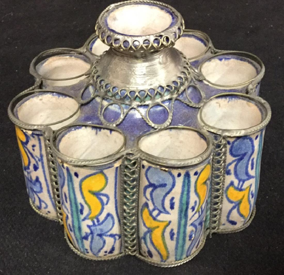 Glazed Ceramic Silver Toned Candle Stick (1 of 7)