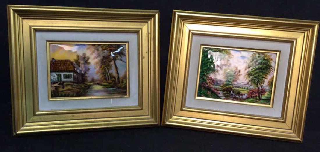 Pair Limoges Enamel on Copper Framed Artworks (1 of 9)