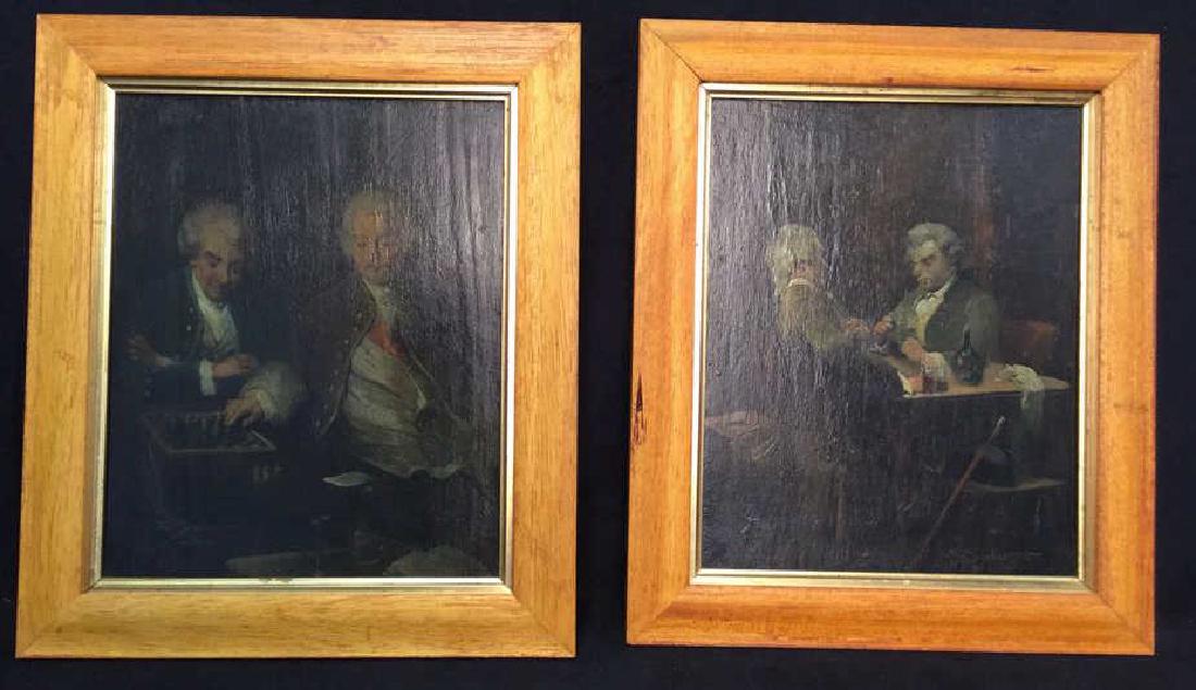 Pair Antique German Oil Paintings Signed (1 of 9)