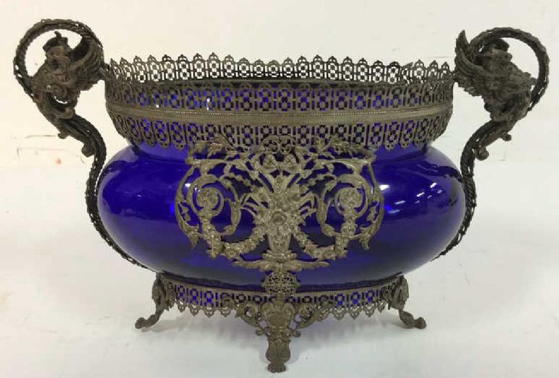 Silver Plated Overlay Cobalt Glass Centerpiece (1 of 11)