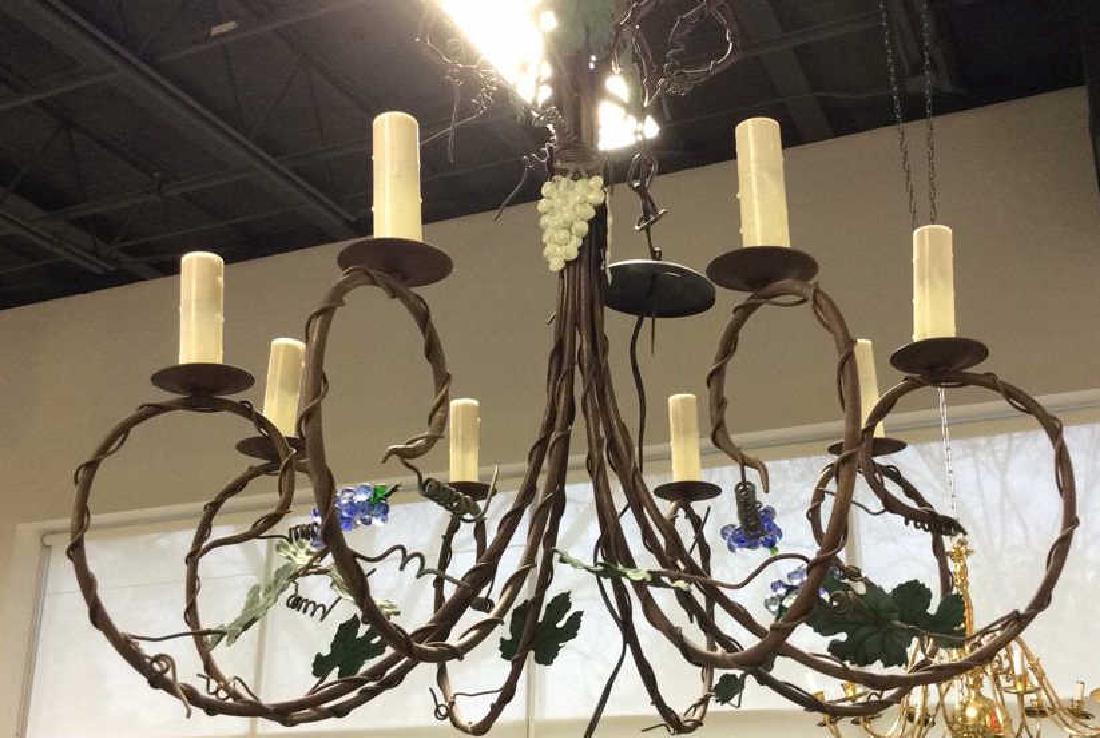 Iron and Metal Chandelier W Grape Leaves (1 of 8)