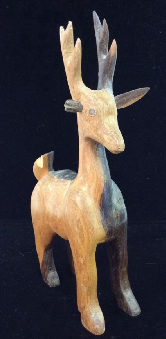 Wooden Deer Figural Wood Carving (1 of 8)
